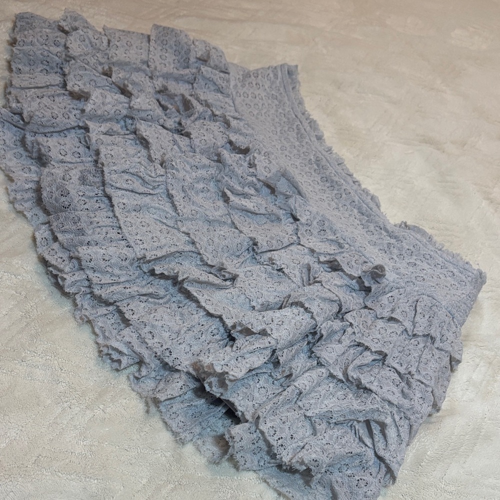 AE High Waisted Ruffle Light Blue Mini Skort - Picture 4 of 14